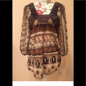 BCBG generation brown boho tunic size M